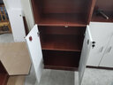 竹筠樓（ZHUJUNLOU） 木质办公柜落地式带锁文件柜资料柜打印机柜茶水柜矮柜 柚木色+白门 60长*40深*120高   两门柜 实拍图