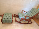 格澜帝尔（growdear）美式实木真皮摇椅单人家具可睡可坐欧式卧室休闲椅躺椅午休椅 樱桃色摇椅+脚踏（皮艺） 实拍图