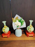礼之源琉璃玉家和富贵花瓶摆件 珐琅彩工艺品 家居客厅玄关电视酒柜装饰 小号琉璃青玉家和富贵花瓶一对 实拍图