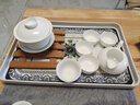 瑞玖 骨瓷功夫茶杯茶道泡茶品茶盖碗功夫茶具白水墨虾骨质瓷陶瓷茶具 纯白茶具套装6件（可加杯） 实拍图