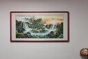 悠弦国画山水画办公室挂画沙发背景墙客厅装饰画水墨字画靠山图风景画 流水生财 画框123*63厘米 实拍图
