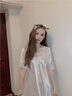 莫代尔睡衣女士新款冰丝睡裙性感夏季薄款蕾丝短袖睡裙家居服舒适 306款淡藕色 XL (120-140斤) 实拍图