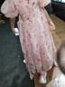 粉笔末端童装女童连衣裙夏季儿童公主裙洋气女孩表演裙子中大童夏装碎花裙 粉红色 130 实拍图