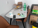 全友（QUANU）【迷瞪直播间】DW1159清甜四季 奶油风家具岩板多功能餐桌椅客厅 黑白|岩板|功能圆餐桌B+椅灰2橙2 实拍图