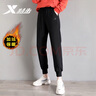 特步（XTEP）加绒保暖运动裤女长裤冬季保暖宽松大码束脚裤子女休闲裤针织卫裤 黑色-加绒款 M/165 实拍图
