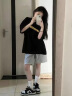 迪伽达美式vibe高街黑色破洞牛仔裤男女春夏季直筒显瘦百搭休闲裤子男潮 SJNZ-C19黑色 XL 实拍图