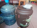 壶之歌 紫砂水缸储水罐陶瓷过滤茶水桶带龙头净水缸抽水桶手工茶室用 双耳直筒/泥绘~抽水+矮木架 20L 实拍图