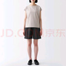 无印良品（MUJI）女式 水洗 平纹 短裤女夏 裤子 休闲短裤 多巴胺纯棉全棉BEC27A3S 黑色 L 165/70A 实拍图