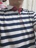 莱北 男士短袖t恤夏装纯棉小衫翻领男装反领体恤休闲有领带领条纹POLO领上衣服潮 DQC1715蓝条 L/170【100-120斤】 实拍图