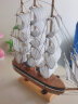 墨斗鱼木制帆船33cm白色条纹玄关酒柜办公室家居装饰品卧室仿真木船模型 实拍图