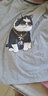 雅鹿短袖t恤男纯棉圆领韩版宽松大码半截袖青少年学生夏季休闲男士t恤 白/蓝狗 S （重90-100斤高155-160） 实拍图