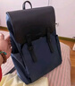 新秀丽（Samsonite）双肩包 时尚通勤背包电脑包 商务轻奢牛皮革翻盖书包 立体包型NV0 蓝色+黑色 实拍图