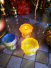 吉祥缘 酥油灯座蜡烛台琉璃莲花灯佛灯供灯长明灯底座八吉祥灯架佛堂 琥珀色/个 实拍图