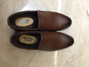 巴图腾男士皮鞋真皮商务正装大码46休闲软底爸爸鞋一脚蹬鞋子男春季新款 棕色加绒B173168R2 40 实拍图