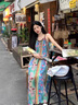 槿城旅游度假风连衣裙吊带千金感连衣裙搭配外套两件套民族风套装QZ28 油画连衣裙 S 实拍图