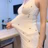 Mom Jane哺乳背心吊带纯棉孕妇装春秋款打底衫内搭喂奶月子服内衣免穿文胸 粉印樱桃（莫代尔棉-可拆罩杯） M(建议体重85-100斤) 实拍图