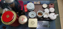 茶盘茶台茶托盘竹制密胺干泡盘功夫茶具盘储水排水茶字小号长方 长方储排双用(胡桃+仙鹤)-密胺黑 实拍图