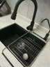 意狄讴（Yedeeo）意大利石英石水槽厨房洗手池洗菜盆花岗岩单槽台下盆洗碗槽黑7088 【7065SY】650*450全套配置 实拍图