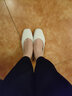 ZHR单鞋女温柔风百搭软平底豆豆鞋复古方头轻便套脚女鞋 AH122米色36 实拍图