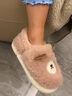 酷趣（Coqui）棉拖鞋秋冬舒适毛绒加厚保暖棉拖鞋童款 粉色32-33 CQ2303 实拍图