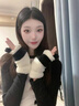 蓓沐格手套女冬季保暖亲肤可爱国宝熊猫公仔露指户外学生玩雪防冻棉手套 【可爱熊猫】露指手套 内里加绒加厚（12*22cm） 实拍图