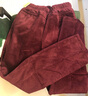 友家坊灯芯绒裤子女妈妈春秋款灯芯绒女裤松紧高腰直筒休闲裤老年条绒裤 酒红色加绒 XL 建议体重90-115斤 实拍图