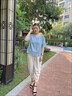 恒源祥中年妈妈装夏装套装中老年女装短袖刺绣T恤休闲居家两件套上衣服 紫色 3XL 【建议115-130斤】 实拍图