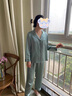金三塔真丝睡衣女100%桑蚕丝外穿丝滑亲肤两件套睡裤居家服礼物 雾霾蓝 L 实拍图