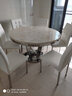 祥冠大理石圆餐桌 现代简约带转盘餐台 欧式可旋转 不锈钢餐桌椅组合 1.3米带转盘 实拍图
