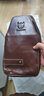 牛船长皮具真皮胸包男士头层牛皮单肩斜挎胸前包休闲运动腰包 深棕色 实拍图