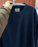 马登工装美式复古摇粒绒卫衣男秋冬加厚保暖长袖宽松圆领男士打底衫 藏青色 S 实拍图