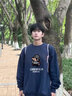 GENIOLAMODE卫衣男士春季圆领无帽潮牌青少年男生时尚套头长袖上衣 蓝色 M 实拍图