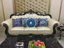咕朵（GuDuo） 新古典沙发皮艺沙发法式沙发欧式沙发组合实木雕花欧式真皮沙发 黑色框架 1+2+3 实拍图