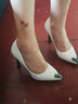 蓝晨语依 高跟鞋女细跟尖头浅口单鞋女韩版网红水钻时尚性感女鞋 米色 37 实拍图