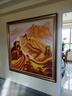 界家居金色万里长城纯手绘油画老板办公室挂画靠山图龙抬头客厅装饰画 A金色长城-中式画框 带框尺寸120*90cm 实拍图