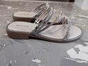 达芙妮凉鞋女舒适粗跟水钻装饰凉鞋时尚两穿拖鞋低跟沙滩鞋女鞋 米色 40 实拍图