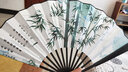 巧工坊中国扇古风折扇男士扇子一尺绢布竹扇夏季10寸折叠扇礼品送长辈 清风竹意 黑柄 10寸 实拍图