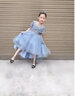 小咔衣浓小女孩公主裙女童花童婚礼蓬蓬纱儿童晚礼服主持人钢琴演出服大童 蓝色前短后长 120 实拍图