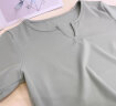 悦步瑜伽服女上衣带胸垫套装普拉提训练服紧健身运动速干衣短袖T恤 绿色【无胸垫】 L 【建议110-125斤】 实拍图