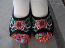 娟的绢 老北京布鞋民族风绣花拖鞋女 居家坡跟包头鞋子 1123-91 黑色 36 实拍图