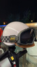 劲悦途复古头盔208  3C摩托车机车盔四季通用 个性电动车半盔 闪光白（配黑茶风镜） 头围可调（54-60cm） 实拍图