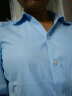 佐马仕 （ZUOMASHI） 长袖衬衫女商务休闲职业装正装衬衣修身工装OL酒店通勤工作服 纯蓝色 MV658（V·领） L/37（100斤-110斤） 实拍图
