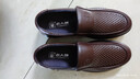 老人头男鞋夏季新款商务休闲皮鞋男镂空真皮透气皮凉鞋套脚爸爸鞋特大码 棕色 40 实拍图