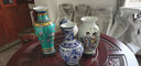 梓琦景德镇陶瓷器中式花瓶摆件酒柜玄关家居装饰品工艺品博古架摆设品 江南水乡三件套配龙架木底座 实拍图