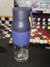 乐扣乐扣（LocknLock）耐热玻璃便携提手水杯子防烫杯套带网片复古波普玻璃杯茶杯 LLG594DBLU-500ml-深蓝 实拍图