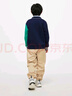 盖璞男童春季LOGO撞色拼接V领针织开衫儿童装890409 海军蓝 140 cm(M) 亚洲尺码 实拍图