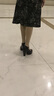 澳曼琳旗袍模特走秀高跟鞋女真皮粗跟单鞋防水台职业一字扣大码工作鞋女 黑色圆头9cm 39 实拍图