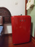 哈士奇圆弧复古冰箱冷冻冷藏单门宿舍家用办公室小型保鲜冰箱节能低噪嵌入式超薄冰箱 BC-130RDC 冰冻红 实拍图