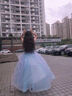 姣霓女童礼服爱莎公主裙儿童高端轻奢走秀主持钢琴晚礼服演出服 蓝绿 +裙撑+头饰 160cm 实拍图
