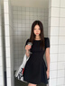 GARNUO绿色短袖连衣裙子女夏季法式气质小个子高级感礼服裙收腰显瘦短裙 黑色【短袖短款】 S 【80-100斤】 实拍图
